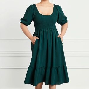 Hill House Louisa Nap Dress in Green (botanical garden) Crepe Fabric *pockets